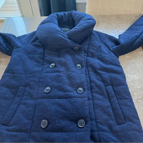 Forever 21 navy button up long sleeve coat size medium - Picture 7 of 10